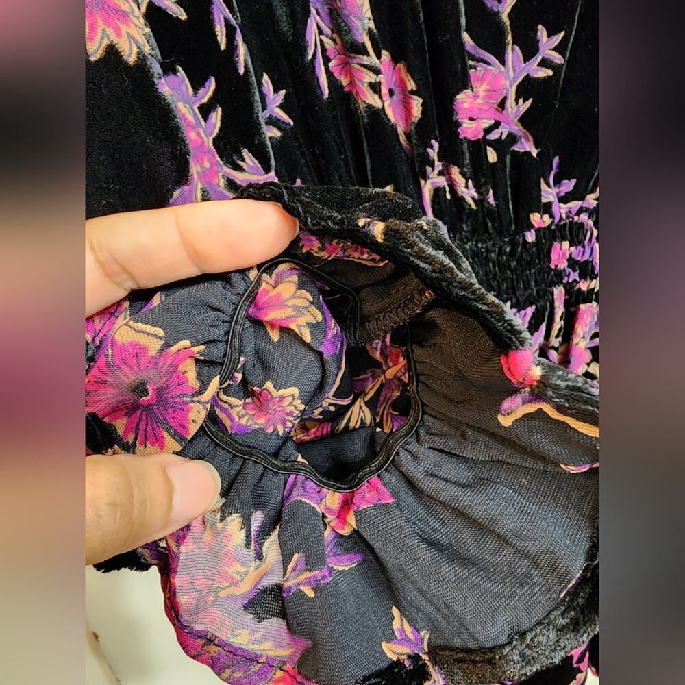 NWT Another Love Anais Multi Ruffle Blossoms Witchy Goth Moto Burnout Dress, SM - Picture 6 of 8